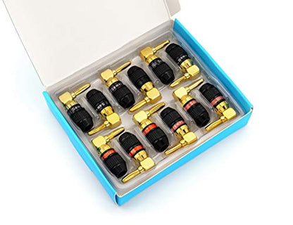 Sewell Deadbolt Right-Angle Banana Plugs, 6 Pairs Quick Connect Gold Plated Speaker Plugs 90 Degree - size: 6 Pairs, style: Deadbolt Right Angle