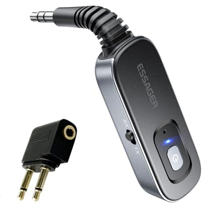 ESSAGER Bluetooth Receiver for Car, Noise Cancelling 3.5mm AUX Bluetooth Car Adapter, Wireless Audio Receiver Transmitter for Home Stereo/Wired Headphones Airplane, Gray - color: Gray