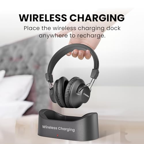 Avantree HT5009 Plus -Wireless TV Headphones with aptX-Adaptive Transmitter | TV Watching via Optical, AUX or Bluetooth, Clear Voice & Volume Boost for Seniors, Comfor Fit, 60H Playtime & Charging Dock