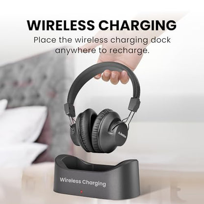 Avantree HT5009 Plus -Wireless TV Headphones with aptX-Adaptive Transmitter | TV Watching via Optical, AUX or Bluetooth, Clear Voice & Volume Boost for Seniors, Comfor Fit, 60H Playtime & Charging Dock