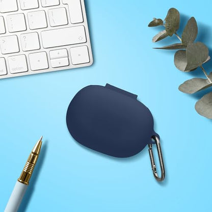 kwmobile Cover for Bose QuietComfort Earbuds Case - Silicone Cover for Earbuds Charging Case - Protective Headphone Holder with Carabiner Clip - Dark Blue - color: dark blue