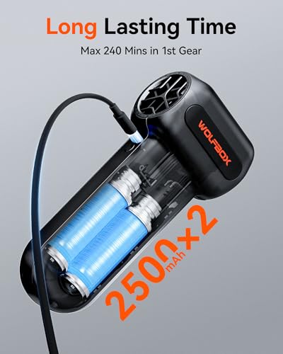 WOLFBOX MF60 Compressed Air Duster, 3-Speed Adjustable, Electric, Cordless | 110,000 RPM, Rechargeable, Air Blower, Fast Charging, PC Keyboard Cleaning, Car, Home, Black, 0.5 lb Lightweight
