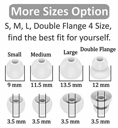 8 Pairs Replacement Compatible with Beats Flex Earbuds Eartips, S/M/L/Double Flange 4 Size Ear Gel Tips Buds Flexible Soft Silicone Rubber Skin Accessories for Flex - Gray