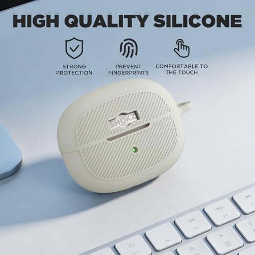 Silicone Case Cover for SHOKZ OpenDots ONE-Open-Ear Headphones with Keychain&Cleaning Pen kit, Premium Soft Silicone,Anti-Scratch Shockproof Case for SHOKZ OpenDots ONE Earbuds Charging Case (Grey) - color: Grey
