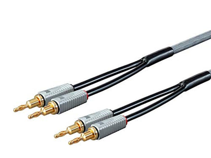 Monolith Multi-Strand Conductors Speaker Wire - 10 Feet - Pair, PE Insulated, 14AWG, Oxygen Free Copper With Gold Plated Banana Plug Connectors