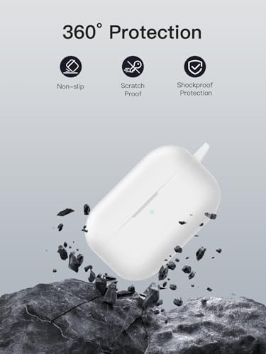 for Technics EAH-AZ100 Case Cover with Cleaner Kit, Soft Skin Silicone Case Cover with Keychain and Lanyard，Full Protective Case for Men and Women-White - color: White