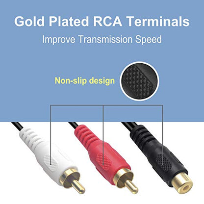 VCE RCA to 1/4" Audio Adapter Bundle with RCA Splitter 1 Female to 2 Male