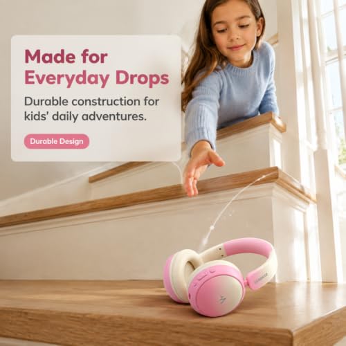Kids Wireless Headphones for Girls,Over-Ear Kids Headset - color: Pink