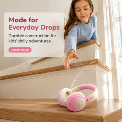 Kids Wireless Headphones for Girls,Over-Ear Kids Headset - color: Pink