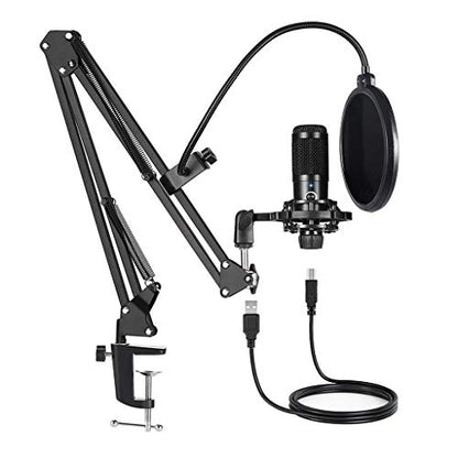 Professional Condenser Microphone Bundle Kit, Mic with Adjustable Scissor Arm Stand Shock Mount