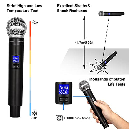 MicrocKing UHF Wireless Microphone System, 2 Handheld/2 Lavalier, Metal | UHF Cordless Mic Set Ideal for karaoke, party, wedding & concert. 2 handheld mics, 2 lav bodypacks, fixed freq, long range. - style: 2 Bodypack mics+2 Handheld mics