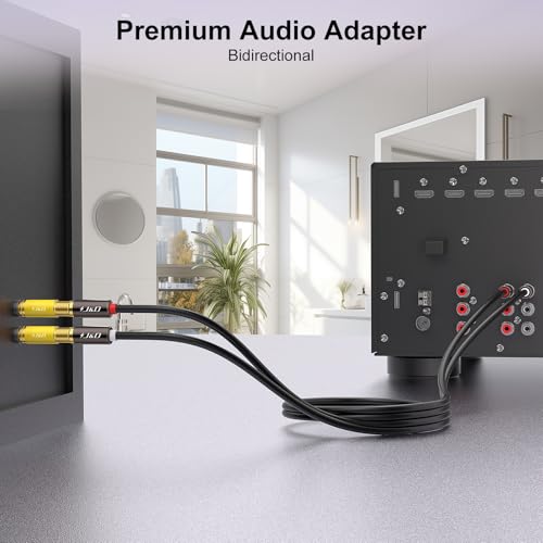 J&D RCA to 1/4 Audio Adapter 4-Pack, 6.35mm Mono Plug Male to RCA Female Connector, Gold-Plated Guitar Connectors, Yellow - color: Yellow