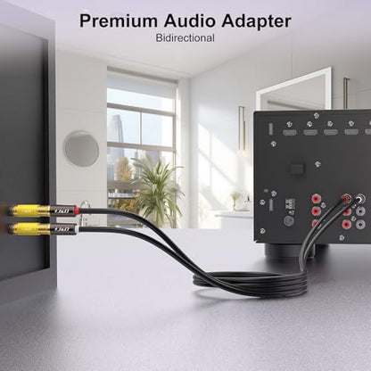 J&D RCA to 1/4 Audio Adapter 4-Pack, 6.35mm Mono Plug Male to RCA Female Connector, Gold-Plated Guitar Connectors, Yellow - color: Yellow
