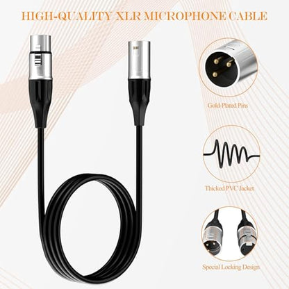 Tisino 33FT XLR Microphone Cable, XLR Male to Female Balanced Mic Cord, 2 Pack - size: 33FT, style: 2 Pack