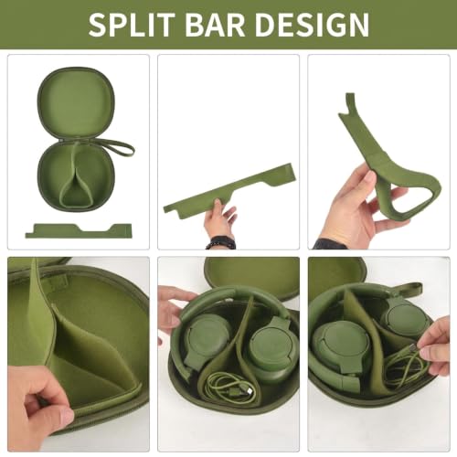 Comecase Headphone Case for JBL Tune 770NC，for JBL Live, 770NC, 660NC, 650B | Adjustable Divider, Cable Space and Carry Handle for Commuting, Gym and Travel, Students and Music Lovers - Military Green - color: Military Green