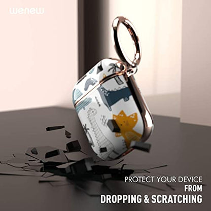 wenew for AirPod Case, Flower AirPods Hard Case Cover with Keychain for Women Men, AirPod 1st & 2nd Generation case (Dino) - color: Cute Dino