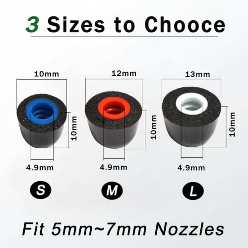 Memory Foam Replacement Earbud Tips, (5mm-7mm) with Threaded Grip - size: 4.9mm