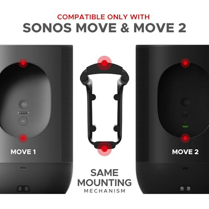 Move Speaker Wall Mount Bracket, Weatherproof, Black | Compatible with Sonos Move & Move 2, Including Mounting Accessories - color: Black