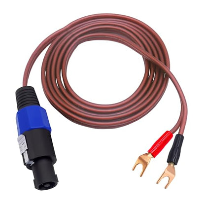 Y Spade Plug to Speakon Speaker Cable Wire Cord, Male Speakon to 2Y Spade Plug Connector Adapter Audiophile OFC HiFi Speaker Audio Cord for Amplifier Subwoofer Audio System -6.6FT/2M