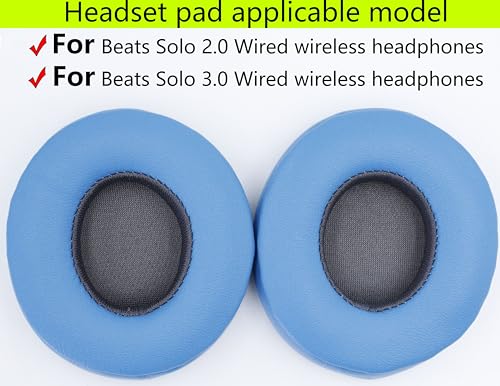 Replacement Ear Pads Compatible with Beats Solo3.0 Wireless Electric Blue | for Beats Solo2.0 Wired headphones Memory Foam/Protein Leather Earpads Earmuffs - color: Electric Blue