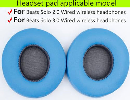 Replacement Ear Pads Compatible with Beats Solo3.0 Wireless Electric Blue | for Beats Solo2.0 Wired headphones Memory Foam/Protein Leather Earpads Earmuffs - color: Electric Blue
