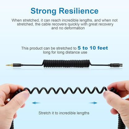 Replacement Coiled Audio Cord MINI XLR 3 Pin to 3.5 & 6.35mm Wire Compatible with AKG K712 K701 K702 K271 K272 K275 K240 K241 K267 K141 K171 K175 K181 M220 and Pioneer HDJ-2000 Headphones (5~10ft)