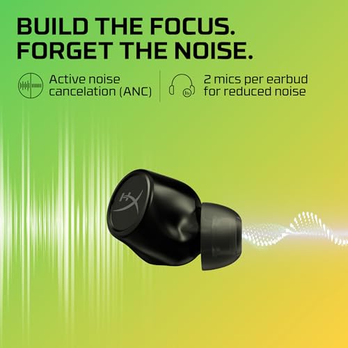 HyperX Cirro Buds Pro – True Wireless Earbuds, Active Noise Cancellation, ANC, Ambient Sound Mode, Low Latency, Bluetooth 5.2, IPX4, Fast Charge, PC, Nintendo Switch, Mobile - Black - color: Black