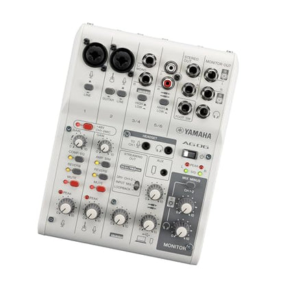 Yamaha AG06MK2 White 6-Channel USB-C Audio Interface & Live Streaming Mixer | with LOOPBACK, DSP Effects, Cubase AI And WaveLab Cast - color: White, style: AG06 MK2