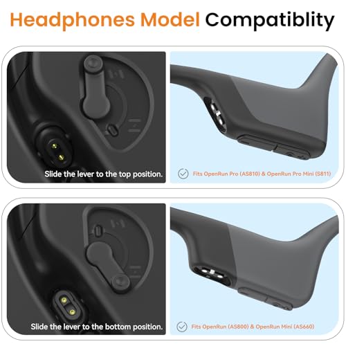 Wireless Charging Station Compatible with Shokz OpenRun Pro/OpenRun Standard Mini, 3.93ft Magnetic USB Charger Cable Stand Holder Dock Cord Replacement for Shokz Aftershokz Headphones
