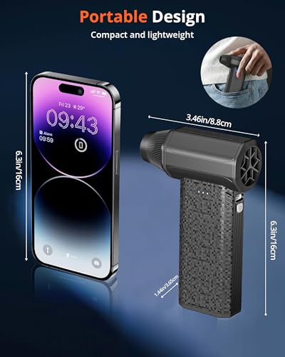 Compressed Air Duster, 110000RPM Electric Air Duster – 240-Min Max Runtime & 2.5H Fast Charging, 3-Speed Rechargeable Mini Blower for AC, Keyboard, PC, Car, Home, Outdoor