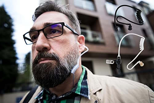PRYMEBLU® BTH-300-MAX is Multi-Functional Bluetooth Lapel Microphone for Two-Way radios, cellphones, and Tablets for PoC Apps (BTH-300-MAX-KIT2 with Recon™ Series Clear Tube Earphone) - style: BTH-300-MAX-KIT2 with RECON™ SERIES CLEAR TUBE EARPHONE