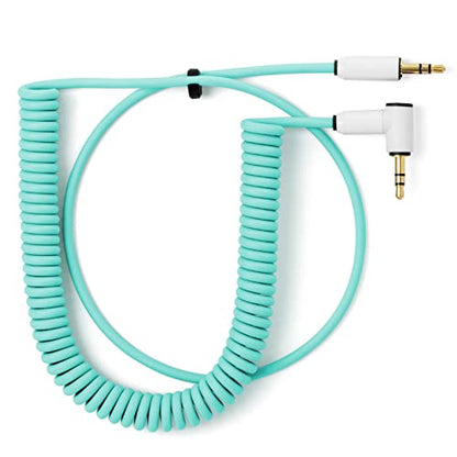 MyVolts Candycord OP-1 / OP-Z Special Audio Cable, Straight mini Jack to Angled mini Jack, Curly 65cm to 90cm, Mint Green Colour - color: Mint Green