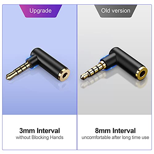 CableCreation Angle 3.5mm Audio Adapter, 1/8 TRRS Stereo Headphone Connector Male to Female Compatible with Headset, Tablets, MP3 Players,Game Controller,Speakers,Black (Pack of 2) - size: 2-Pack, style: Angle Adapter