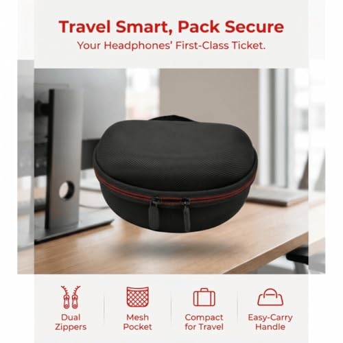 7.9 x 6.7 x 3.1in EVA Oxford Cloth Hard Headphone Carrying Case Waterproof Shockproof Bag for Over-Ear Headsets Travel Pouch