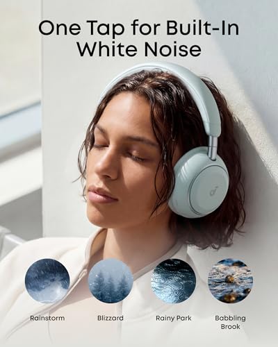 Soundcore Anker Space 2 Bluetooth 6.1 Over-Ear Headphones, Travel-Ready | Active Noise Cancelling, 50H Playtime, LDAC Hi-Res, Dual Connection, Clear Calls, Nap Mode, Wearing Detection, Fast Charging - color: Seafoam Green