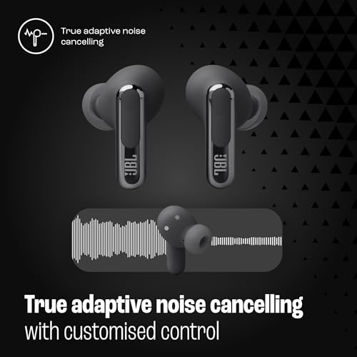 JBL Live Beam 3 - True Wireless Noise-Cancelling Stick-Closed Earbuds, 48Hrs Total Playback, Wireless Charging, 6 Mics for Perfect Calls, Multi-Point Connection, IP55 Waterproof and dustproof (Black) - color: Black
