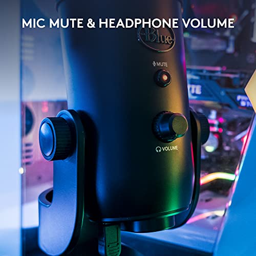 Logitech Creators Blue Yeti USB Microphone for PC, Mac, Gaming, Recording, Streaming, Podcasting, Studio and Computer Condenser Mic with Blue VO!CE effects, 4 Pickup Patterns, Plug and Play - Blackout | VO!CE effects, 4 pickup patterns, plug-and-play oper