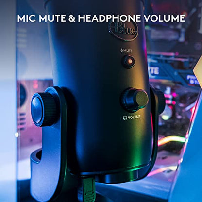 Logitech Creators Blue Yeti USB Microphone for PC, Mac, Gaming, Recording, Streaming, Podcasting, Studio and Computer Condenser Mic with Blue VO!CE effects, 4 Pickup Patterns, Plug and Play - Blackout | VO!CE effects, 4 pickup patterns, plug-and-play oper