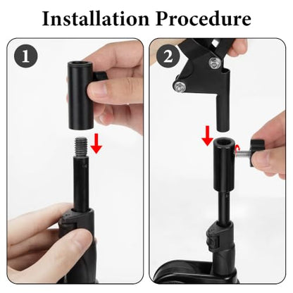 GEEKRIA Microphone Thread Adapter for Boom Arm & Mic Stand, 3/8" Female to 1/4" Female Mount Adapter, Metal Microphone Stand Connector for Recording, Streaming, Podcasting, (Black / 2 Pack)