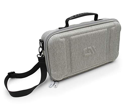 CASEMATIX Dual Wireless Microphone Case for Wireless Mic System Compatible with Sennhesier, Shure Microphones and More, Dual Mic Bag with Shoulder Strap and Hard Shell Gray Exterior