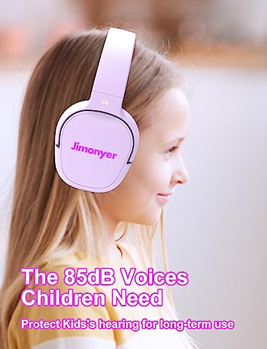Jimonyer Kids Headphones for School, 3.5mm Jack Wired Headphones for Kids with Safe Volume Limiter, HD Stereo Sound On-Ear Girls Boys Toddler Headphone for Tablet, iPad, Kindle(Pink) - color: Pink
