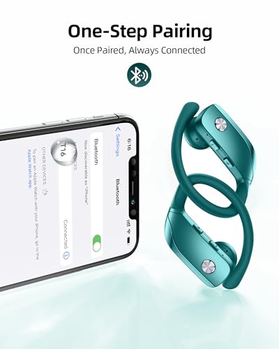 Wireless Earbuds Bluetooth Headphones Over Ear Hooks Ear Buds with 80H Playtime, LED Power Display, Dual Mic Clear Calls, Sports Wireless Ear Buds Bluetooth Earbuds for Running Gym Workout (Green) - color: Green
