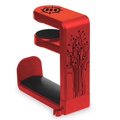 ENHANCE PC Gaming Headphone Holder - Desk Headphone Hanger Esports Headset Holder with Adjustable 360 Rotation, Under Desk Hook Clamp, Universal Fit - Built in Cable Clip Organizer - Red - color: Red