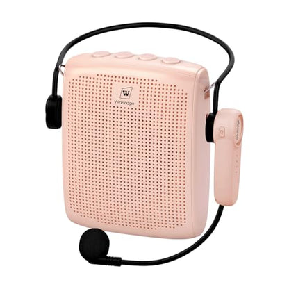 WinBridge Voice Amplifier with Bluetooth, Portable Speaker and Microphone Set | Wireless Mic Headset Speaker for Teachers, Tour Guide, Publick Speaking, Fitness Instructors, Features Mute, WB002 Pink - color: Pink