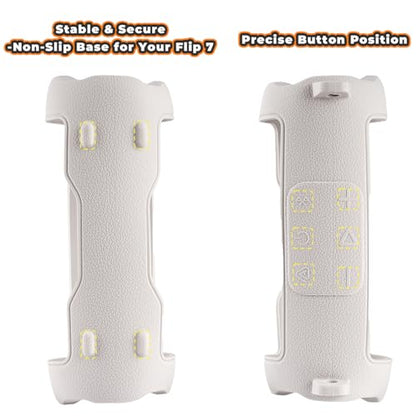 Silicone Cover Compatible with JBL Flip 7 Waterproof Portable Speaker with Shoulder Strap (White) - color: White