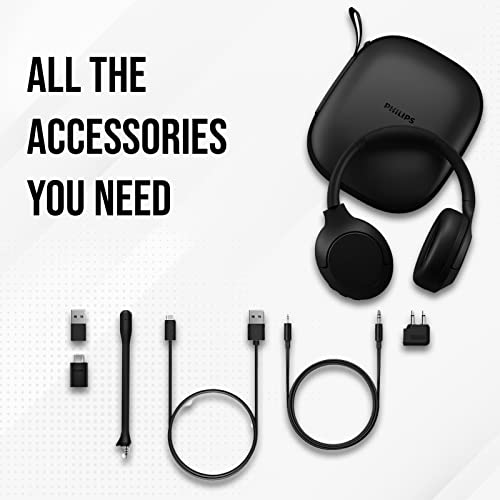 Philips Wireless Headphones Noise Cancelling, Stereo Over Ear Wireless Headphones with Removable Mic, Bluetooth Headset with Microphone, Lightweight and Touch Control, 55 Hours Playtime - style: Noise Canceling-Mic