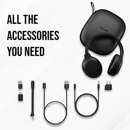 Philips Wireless Headphones Noise Cancelling, Stereo Over Ear Wireless Headphones with Removable Mic, Bluetooth Headset with Microphone, Lightweight and Touch Control, 55 Hours Playtime - style: Noise Canceling-Mic