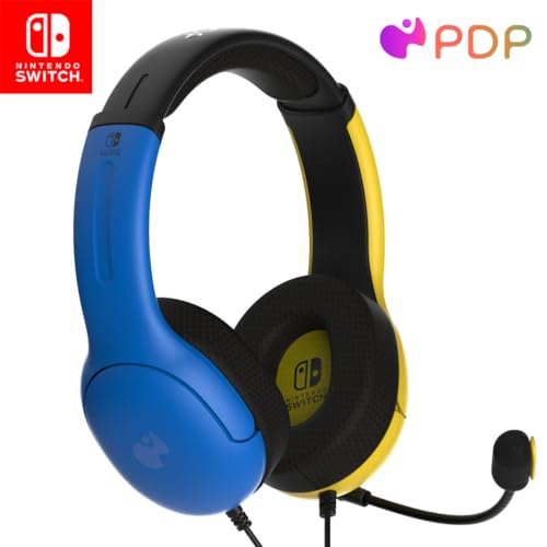 PDP Gaming LVL40 Stereo Headset with Mic for Nintendo Switch/Lite/OLED/PC - Noise Cancelling Microphone, Lightweight, Soft Comfort On Ear Headphones (Fortnite Wildcat Yellow & Blue)