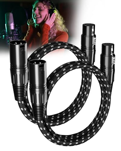 XLR Cable 3FT 2 Pack, Male to Female Braided Shielded Mic Cable | Balanced 3-Pin XLR Microphone Cable With OFC, Braided Jacket, And Low-Noise Shielding For Mixer, Studio, And Rack Wiring - color: Black-White, size: 3 Feet