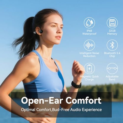 Swimming Headphones,Bone Conduction Headphones Bluetooth 5.4,IP68 Waterproof,32G Memory Sports Headphone,Underwater Headphone with MP3-Player for Swim,Open Earphones for Swimming Running